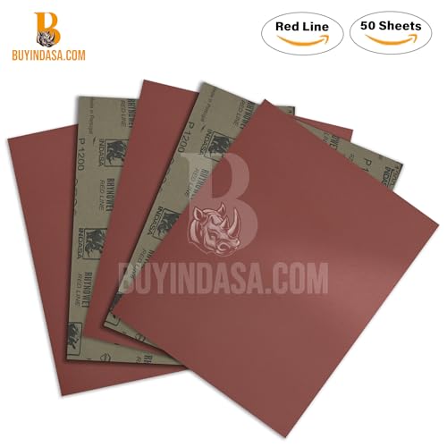 INDASA Rhynowet Red Line Wet Dry Sanding Sheets 9 x 11 Inch 120 Grit Waterproof Latex Backing Abrasive Paper for Wood Metal Automotive Surface Prep Pack of 50 - size: 120-Grit 9"x11"
