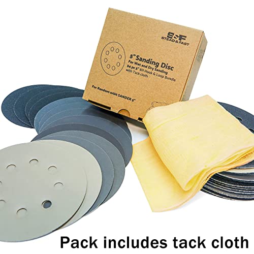 S&F STEAD & FAST 5 inch Wet Dry Sanding Discs Hook & Loop 54 pcs