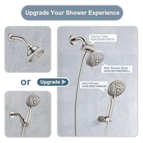 BRIGHT SHOWERS Shower Head Holder Wall Mount, Adjustable Handheld Shower Wand Holder with Universal Fit and Angle Adjustment, Brushed Nickel - color: Brushed Nickel, style: Screw Mount - Multi-Angle