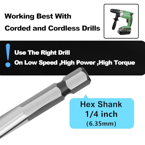 3 Pack 1/4" X 9" Auger Bit for Wood, 6x230mm Hex Long Auger Drill Bit - size: 1/4" (6mm)diameter, style: 9 inch / 230mm Length