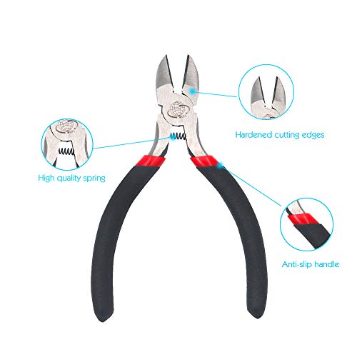 5 Piece Mini Pliers Set Professional Hand Tools Includes Needle Nose Pliers Lineman Pliers Round Nose Pliers Diagonal Cutting Pliers End-Cut Pliers