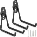 2 Pack Garage Hooks Heavy Duty Storage Organizer Wall Mount Power and Garden Tool Hangers, for Hanging Ladders, Ropes, Hose, Bulk Items - color: Black 2 pack