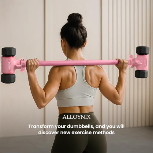 Pink Dumbbell to Barbell Converter 2.0 for Women – Transform Dumbbells into Barbell Set for Women, with Anti-Slip Foam Grip, Steel Clamp & 200LB Max Capacity, Compatible with Standard Dumbbells