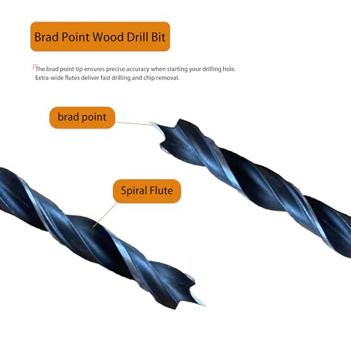 Brad Point Drill Bit Set, 6PCS Wood Drill Bits 1/8"-3/8" with Quick Change Hex Shank - Wood Drill Bit Set Professional for Hardwood, Plywood, Plastic, Ideal for Carpentry, DIY & Woodworking Projects - size: 6pcs