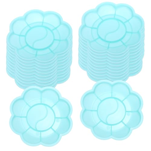 PATIKIL 24Pcs Paint Tray Palette, 3.1"/8cm Painting Palette Plastic Palette Flower Shape for Watercolor Gouache Painting Art Craft DIY Project, Green - color: Green