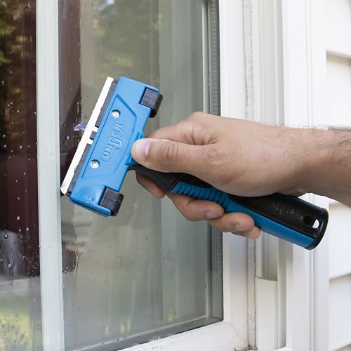 Unger Professional Connect and Clean 4" All-Purpose Scraper, Window, Glass, and Floor Scraping Tool Supplies, Adhesive Removal, Gum, Stickers, Paint Removal, Dual-Sided Blade - size: 4", style: All-Purpose Window Scraper
