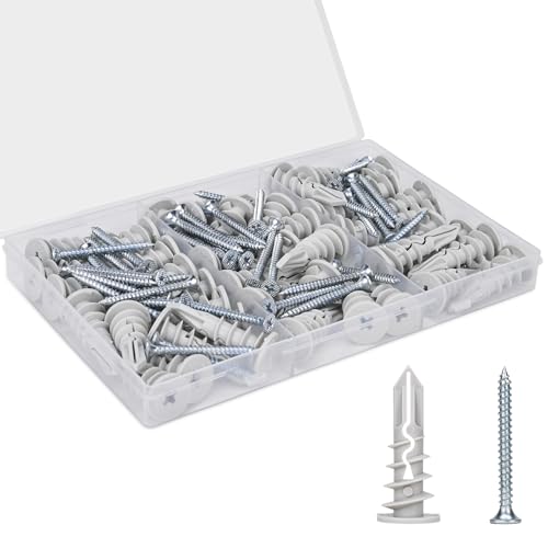 Self Drilling Drywall Anchors, 84PCS Heavy Duty Dry Wall Anchors and Screws Kit for Hanging Sheetrock, 42 Self-Tapping Plastic Drywall Hangers 42 Sheet Rock Screws - size: 1size-42pcs