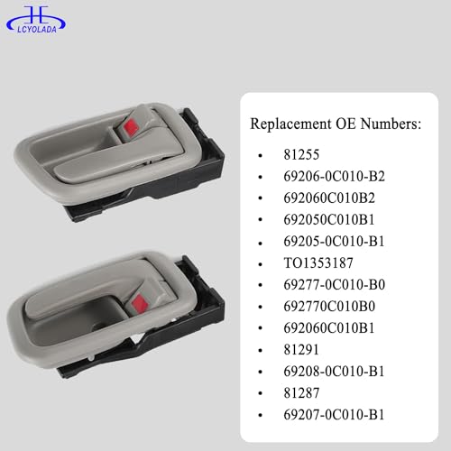 Set of 4 Interior Door Handles W/Bezel (Light Gray) Fit for 2000-2006 Toyota Tundra(Standard/Extended Cabs ONLY),Front and Rear Side - size: Front & Rear Left & Right
