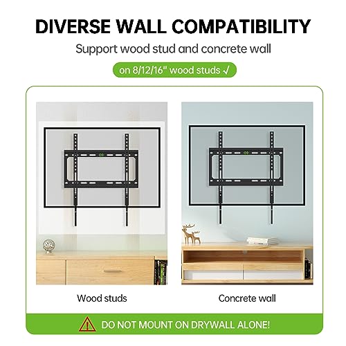USX MOUNT Fixed TV Wall Mount with Low Profile for Most 26-55 Inch LED, LCD and Flat Screen TVs, TV Mount Bracket with VESA Up to 400x400mm and Weight Capacity 99lbs,and Space Saving TV Bracket - size: 26-60 inch