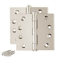 Solid Brass Door Hinge Heavy Duty Ball Bearing Shiny Silver 4x4 Inch - Set of 2 Hinges (Polished Nickel) - color: Polished Nickel