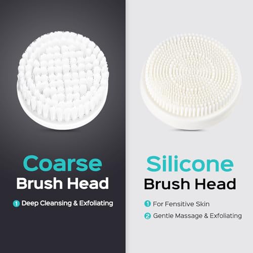 COSLUS Facial Cleansing Brush Face Scrubber, 2-in-1 Rotating Design - color: Light Grey