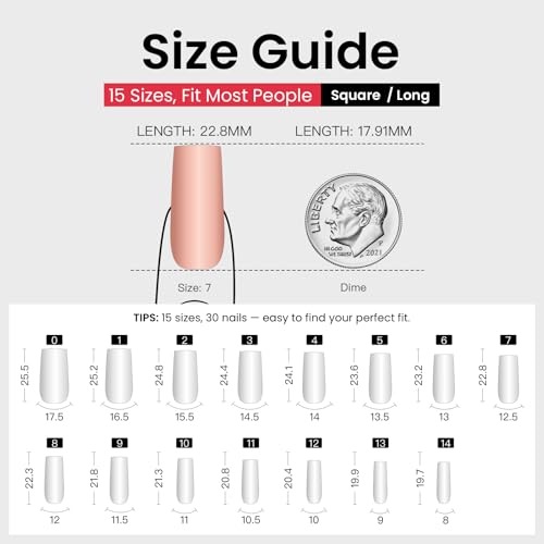 CurvLife Long Square Press On Nails, Noir Shine Black, Soft Gel - color: Noir Shine