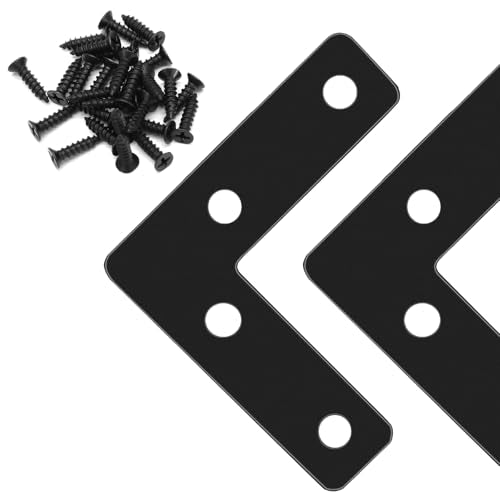 Litoexpe 20 Pcs Black L-Shape Angle Bracket 50mm - size: 2" x 2", style: L Shape