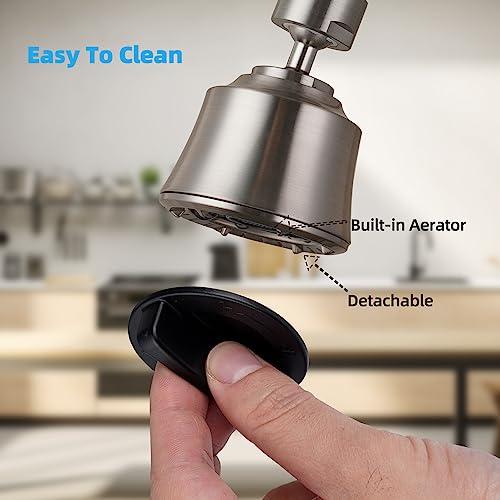Faucet Aerator 4 Modes, 360° Swivel Faucet Sprayer Head, Brushed Nickel - color: Brushed Nickel, style: 2 Swivel Joints