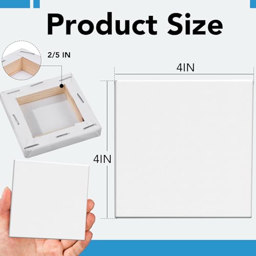 ESRICH Mini Canvases for Painting, 4x4In Canvas in Bulk 100 Pack, 2/5In Profile Small Square Canvas, Blank Canvases are Great for School Projects and Kids Birthday Parties, Home Decor Project. - size: 4x4in-100 Packs