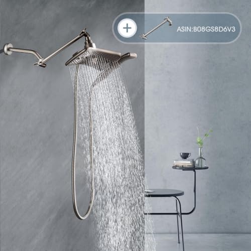BRIGHT SHOWERS Shower Arm with Flange 10 Inches Solid Brass Shower Head Extension Arm, Wall Mounted Shower Pipe Arm for Rainfall Shower Head and Handheld Showerhead, Brushed Nickel - color: Brushed Nickel, style: Basic 10 Inch