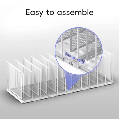 File Organizer for Desk, 11-Section Vertical File Sorter, Paper Holder Organizer Standing Metal File Folder for Office Home Classroom, White - color: White, size: 1 Pack 11-Section