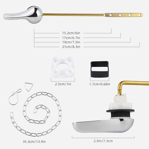 iFealClear Universal Metal Toilet Handle Replacement Kit, Front Mount Toilet Tank Flush Lever Handle with Stainless Steel Chain, Solid Brass Toilet Trip Lever Fits Most Toilets, Easy Install, Chrome - color: Chrome, style: Front Mount Design