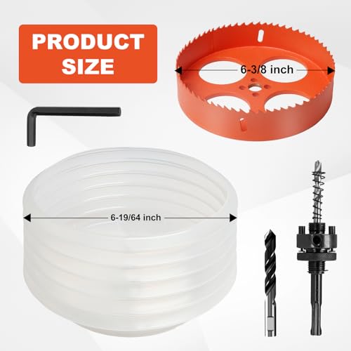 Storystore 6 3/8 inch Hole Saw for Recessed Lights with Dust Bowl Catcher - size: 6-3/8 inch