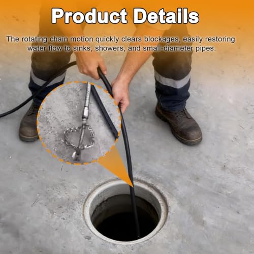 16.4 Ft Flex Shaft Sewer Cleaning Tool, Flex‑Shaft Sewer Descaling Chain, Push-Type Rotary Cable Sewer Dredge for PVC Pipes, Toilets, Traps & Industrial Boilers