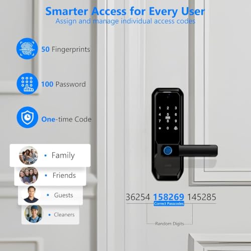 UMIKSMART WiFi Smart Door Lock with Camera, Fingerprint Keypad, App Control - color: Black