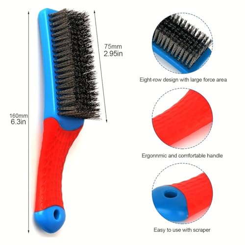 Heavy Duty Wire Brush for Cleaning, Dense Steel Brush with Handle, Ideal for Rust Removal and Home Kitchen Use