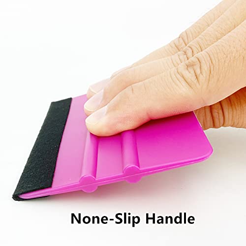 CCyanzi 4inch Vinyl Squeegee Tool Window Film Squeegee Decal Scraper Sign-Making Graphic Wallpaper Application, Felt Edge Protection Prevents Scratches - 10Piece Purple - color: Purple