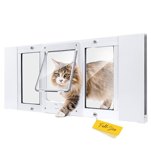 Full-Size Cat Door for Window, H: 15.3", Fit 24"-28" Window - size: Fit 24"-28" Window