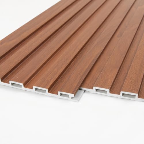 Art3d 48 x 6 Inch WPC Wood Slat Wall Panels, 3D Wall Accents, 16-Pack, Teak | Real Wood Grain, Durable, Water Resistant, Wear-Resistant, No Emission, Eco-Friendly, Easy to Care, for Living Room, Bedroom - color: Teak, size: 48" * 6"