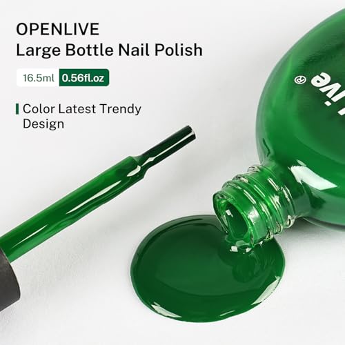 OpenLive 16.5ml Dark Green Nail Polish Large Volume Quick Dry Nail Polish - color: Dark Green
