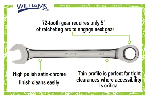 Williams JHW1232NRC Ratcheting Combination Wrench, 1-Inch - size: 1 Inch (1 Piece)