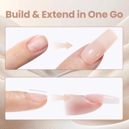 Beetles Hard Gel Clear Nude Brown, Bare Veil with Medium Square Nail Tips - color: Clear Nude Brown Bare Veil with Medium Square Nail Tips 3 x 30 g