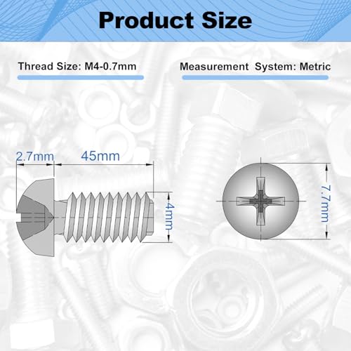 M4x45mm Machine Screws Pan Phillips Cross for Furniture Repairs 3D Printer - size: M4x45mm