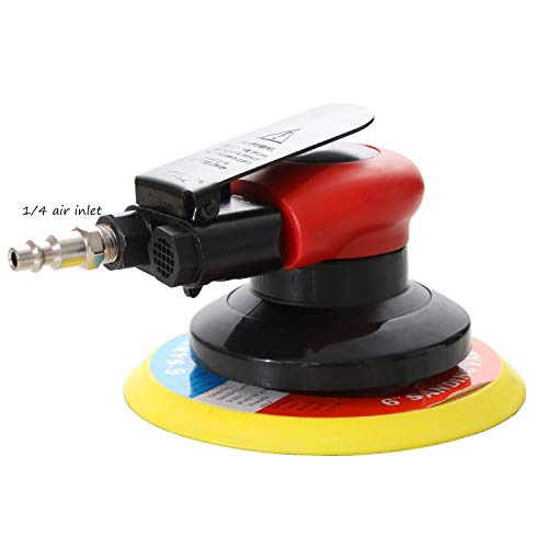 Professional Air Random Orbital Sander, Heavy Duty Dual Action Pneumatic Palm Sander (6 inch, Red) - color: Red, size: 6 inch