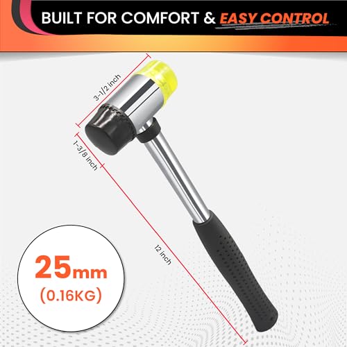 25mm Small Rubber Mallet Hammer with Dual Polyurethane & PVC Heads