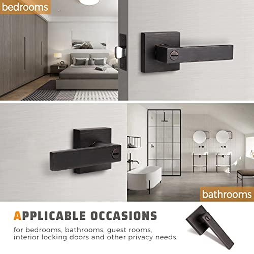 KNOBWELL 6 Pack Door Handles Bronze, Privacy Door Lever Bed and Bath Leverset Lockset, Left or Right Handing, Oil Rubbed Bronze Finish 2.07 lb One Lever - color: Oil Rubbed Bronze