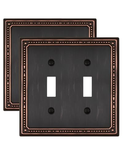 Switch Plates Outlet Covers, 2-Pack Aged Bronze Metal Wall Plates - color: Aged Bronze, size: 2 Toggle 2PK
