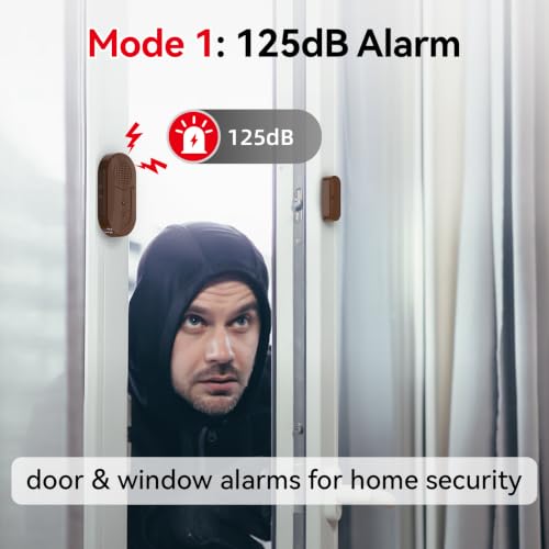 Sanjie Door Window Alarm Sensors, 5 Pack, 125dB, Volume Control - color: Brown