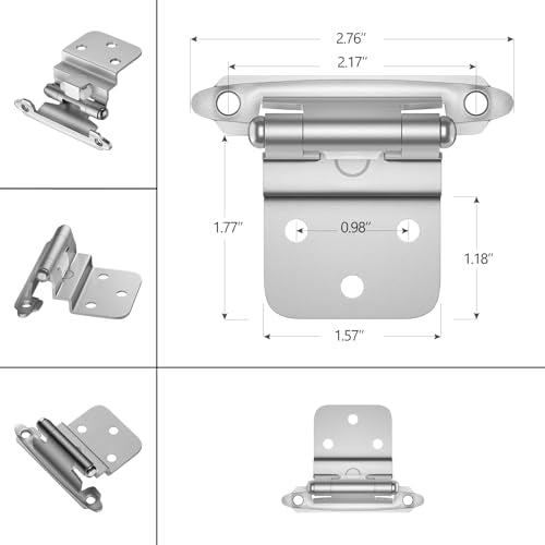 6 Pack 3 Pairs 3/8" Inset Kitchen Cabinet Door Hinges, Semi-Concealed Hinges, Self-Closing Cabinet Hinges with Mount Screws - color: Brushed Nickel