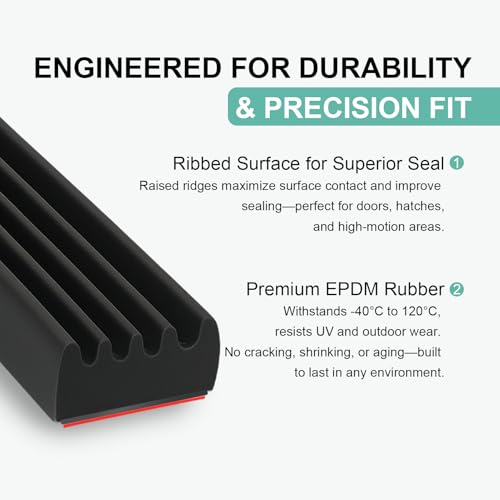 Weather Stripping Seal Strip: 26FT EPDM Foam Rubber with Strong Adhesive for Door, Garage, RV, Truck, Auto, Window, Noise Insulation - size: 26FT