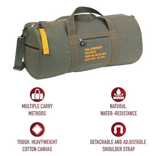 Rothco Canvas Equipment Bag, Heavyweight Cotton Carryall - color: Olive Drab, size: 19 Inches