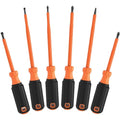 Klein Tools 85076INS Insulated Screwdriver Set, Made in USA, features 1000V Electricial Screwdrivers, (3) Phillips and (2) Slotted and Square Tips, 6-Piece - size: 6-Piece Set