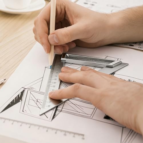 HARFINGTON 2Pcs Rafter Square 6" Imperial Aluminum Alloy Carpenter Measuring Layout Tool Metal Triangle Ruler Protractor for Woodworking and Carpentry - size: 6"