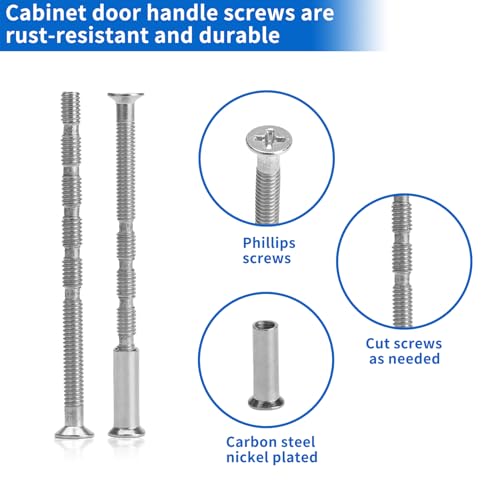 20 Sets M4x60mm Adjustable Cabinet Knob Screws with Sleeves for Doors