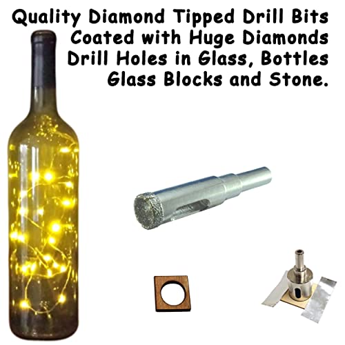 1/2" Glass Drill Bit for Bottles - Diamond Hole Saw for Bottle Lights & Lamp Kits - Drill Guide for Straight Holes - size: 13mm 1/2" Core Bit