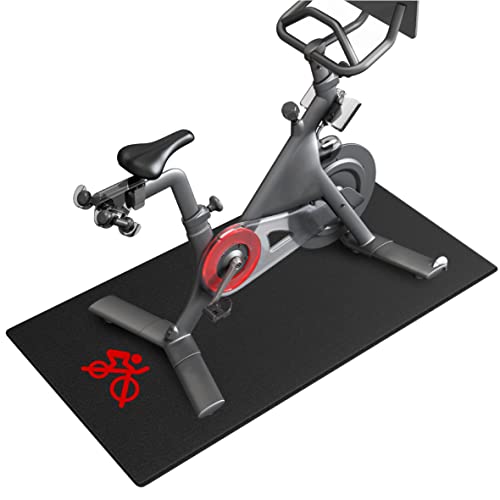Bike Mat Compatible with Peloton Bike, 6mm Floor Protector - size: 30x60", style: Logo Style