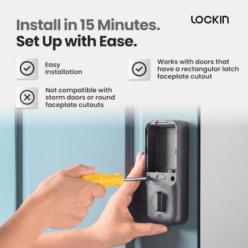 Lockin Veno Plus - All-in-One Smart Lock - Palm Vein & Fingerprint Keyless Entry - 2K 180° Ultra-Wide Camera, Night Vision, Built-in WiFi & 8GB Storage - No Monthly Fee - Dual Batteries | Palm Vein and Fingerprint Keyless Entry, 2K 180° Ultra-Wide Camera,
