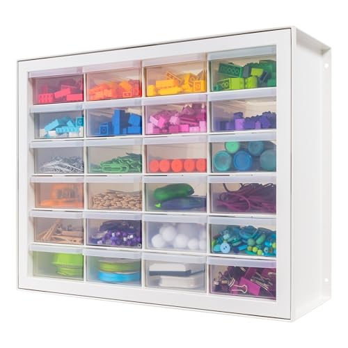 IRIS USA 24-Drawer Plastic Storage Cabinet, Teacher Toolbox, White - color: White, size: 24 Drawer