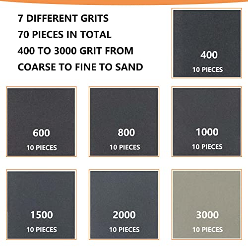 Micro Zip Detail Sander 70PC Sandpaper-Grit 400 600 800 1000 1500 2000 3000 - style: Black 400-3000 Grit