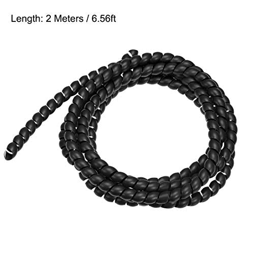 uxcell Flexible Spiral Tube Wrap Cable Management Sleeve 8mm X 10mm Computer Wire Manage Cord 2 Meters Length Black - color: Black